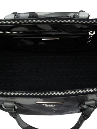 Pre-owned Prada 2010-2025 Medium Saffiano Lux Camouflage Galleria Double Zip Satchel In Gray