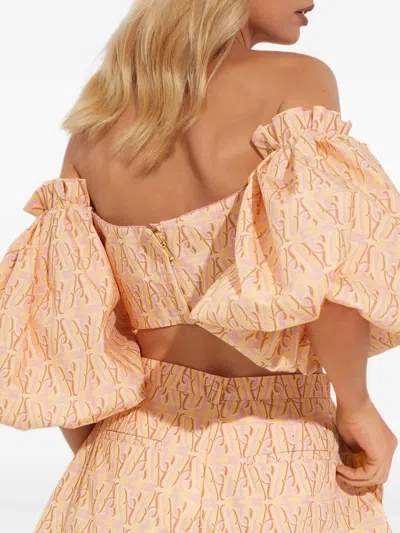 Agua By Agua Bendita Puff-sleeve Top In Brown