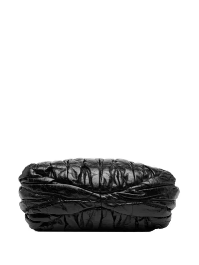 Pre-owned Miu Miu 2010 Matelasse Lux Lambskin Bauletto Aperto Satchel In Black