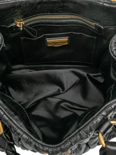 Pre-owned Miu Miu 2010 Matelasse Lux Lambskin Bauletto Aperto Satchel In Black