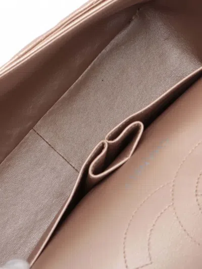 Pre-owned Chanel 2010-2011 Jumbo Classic Metallic Lambskin Double Flap Shoulder Bag In Brown