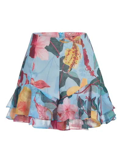 Patbo Ruffled Floral Shorts In Blue