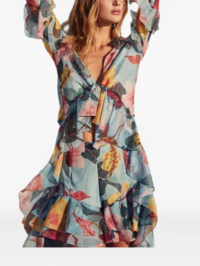 Patbo Ruffled Floral Shorts In Blue