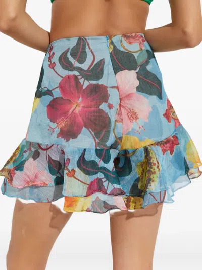 Patbo Ruffled Floral Shorts In Blue