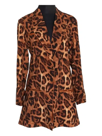 Mystique Leopard Print Pocket Jacket In Brown