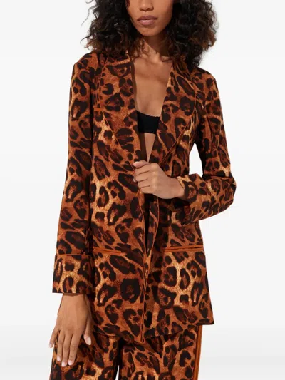 Mystique Leopard Print Pocket Jacket In Brown