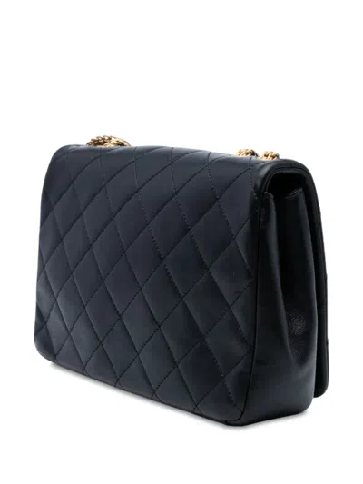 Pre-owned Chanel 2021-2025 Quilted Lambskin On And On Chain Flap Shoulder Bag In Black