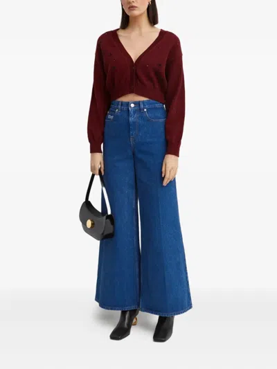 Kenzo Star-embroidered Button Cardigan In Brown