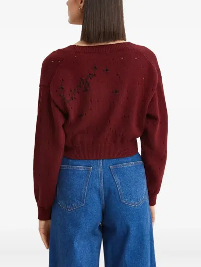 Kenzo Star-embroidered Button Cardigan In Brown