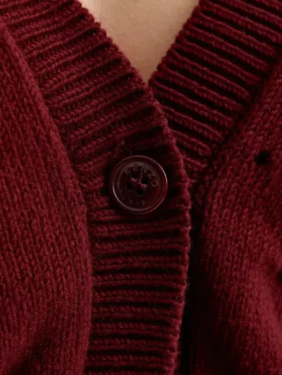 Kenzo Star-embroidered Button Cardigan In Brown