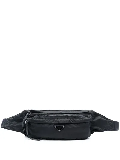 Pre-owned Prada 2013-2025 Tessuto Belt Bag In Black