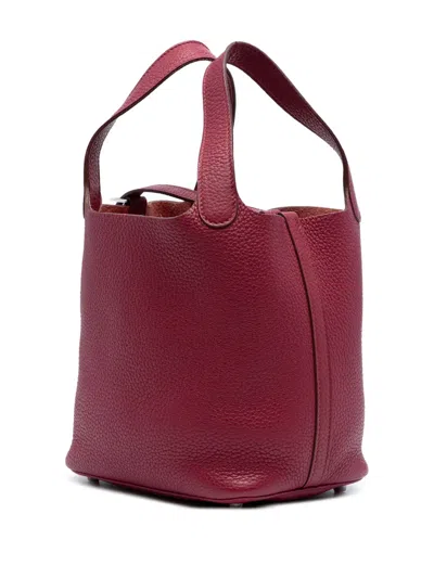 Pre-owned Hermes 2015 Clemence Picotin Lock 18 Handbag In Red