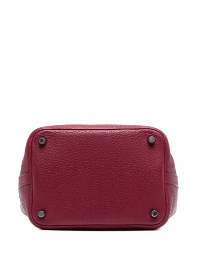 Pre-owned Hermes 2015 Clemence Picotin Lock 18 Handbag In Red