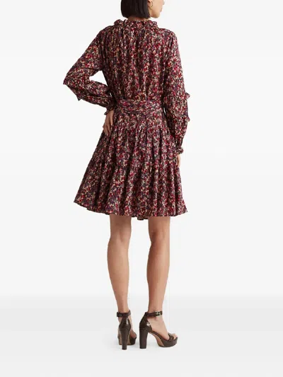 Ralph Lauren Ruffled Floral Print Dress In Red