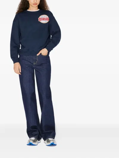 Kenzo Logo-patch Sweatshirt In Blue