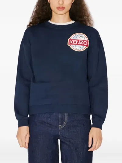 Kenzo Logo-patch Sweatshirt In Blue