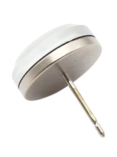 Pre-owned Chanel 2005 Resin And Silver Plated Cc Round Push Back Earrings Costume Earrings