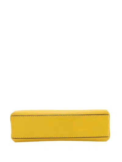 Pre-owned Fendi 2010-2025 Micro Leather Peekaboo Satchel In Yellow