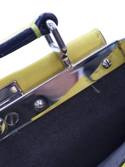Pre-owned Fendi 2010-2025 Micro Leather Peekaboo Satchel In Yellow