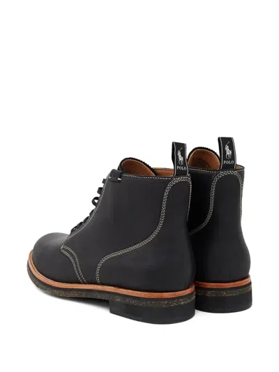 Polo Ralph Lauren Radford Round-toe Leather Boots In Black