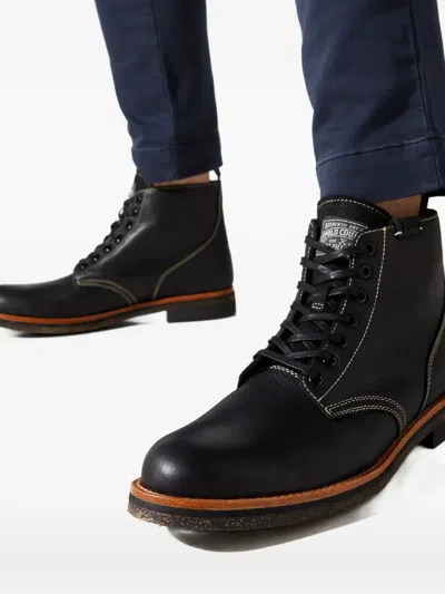 Polo Ralph Lauren Radford Round-toe Leather Boots In Black