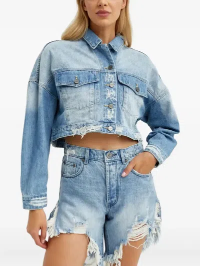 One Teaspoon Studded Denim Jacket In Blue