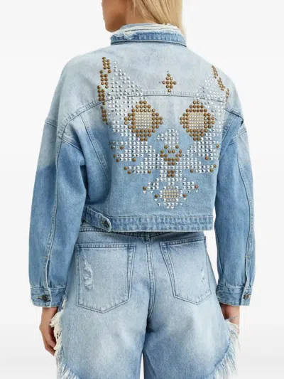 One Teaspoon Studded Denim Jacket In Blue