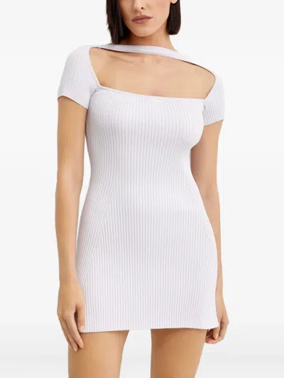 Courrèges Hyperbole Embroidered Ribbed Mini Dress In Pink