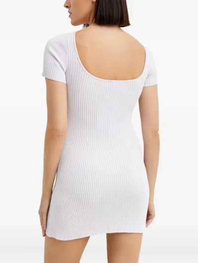 Courrèges Hyperbole Embroidered Ribbed Mini Dress In Pink