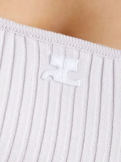 Courrèges Hyperbole Embroidered Ribbed Mini Dress In Pink