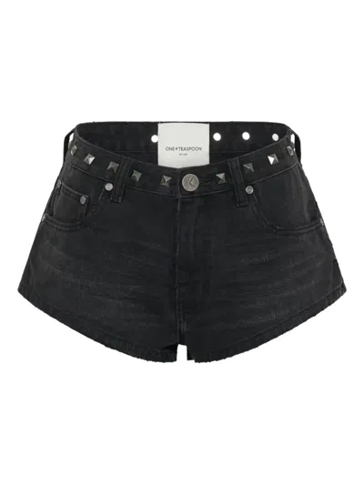 One Teaspoon Studded Five-pockets Shorts In Black