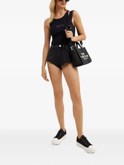 One Teaspoon Studded Five-pockets Shorts In Black