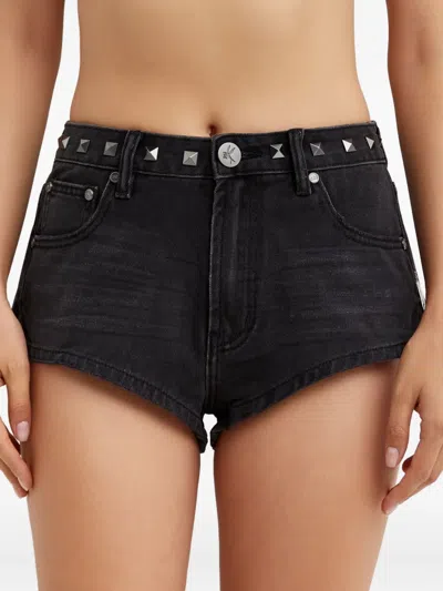 One Teaspoon Studded Five-pockets Shorts In Black
