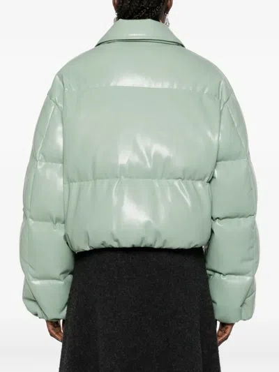 Nanushka Adjustable Cropped Puffer Jacket In Green