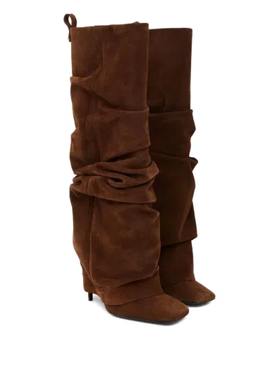 Attico 105mm Rea Square Toe Boots In Brown