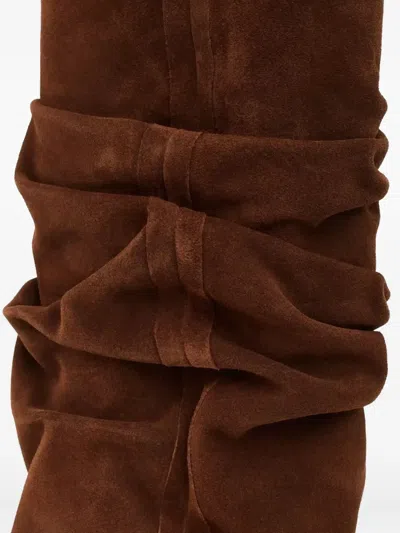 Attico 105mm Rea Square Toe Boots In Brown