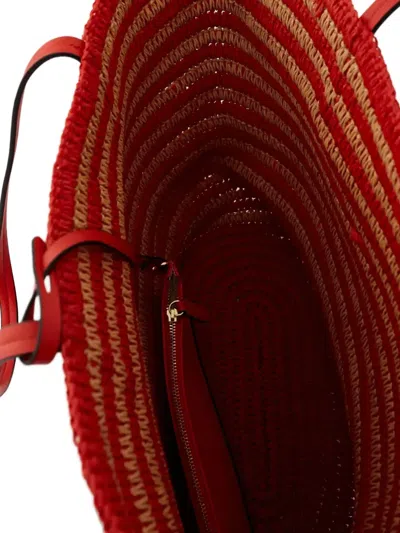 Ralph Lauren Straw Shoulder Bag In Orange