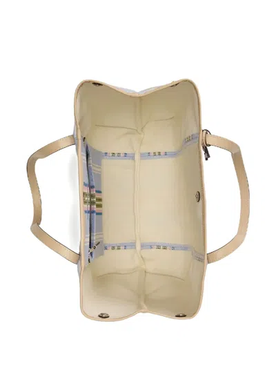 Ralph Lauren Striped-pattern Logo-charm Tote Bag In Blue