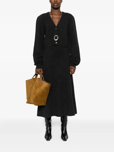 Nanushka A-line Knitted Midi Skirt In Gray