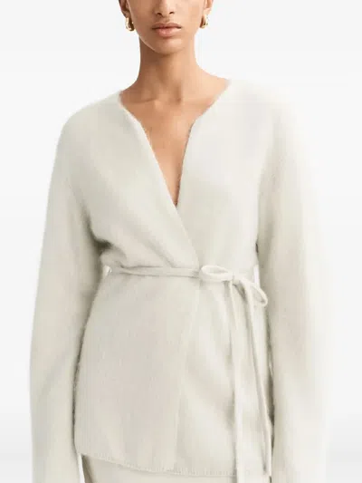 V-NECK TIE BRUSHED CARDIGAN