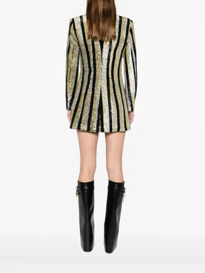 Mitiliane Couture Striped Sequined Tuxedo Coat In Multi