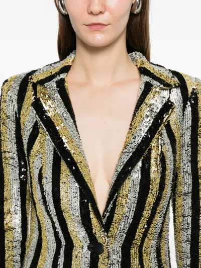 Mitiliane Couture Striped Sequined Tuxedo Coat In Multi