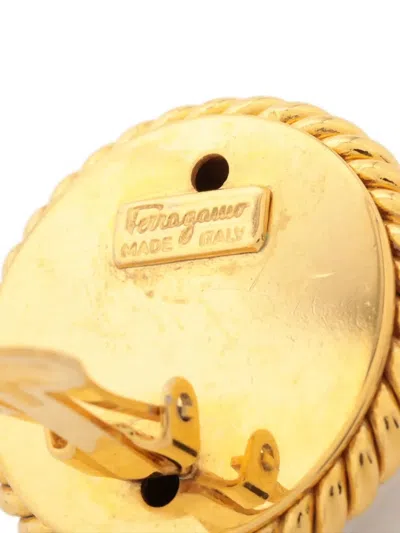 Pre-owned Ferragamo 1980-1990s Round Clip-on Earrings In Gold
