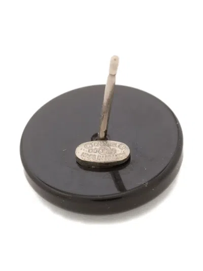 Pre-owned Chanel 2000 Ccmark Rhinestone Earrings In Black