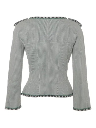 Pre-owned Chanel 2006 Striped-pattern Jacket In Green