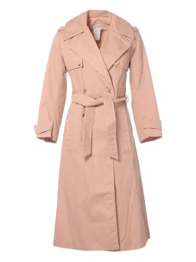 Pre-owned Celine 1980-1990 Belted Trench Coat In Pink