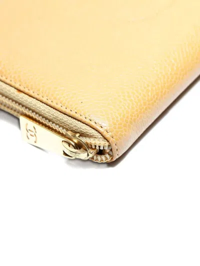 Pre-owned Chanel 2004-2005 Cc Mark Round Zip Wallet In Neutral