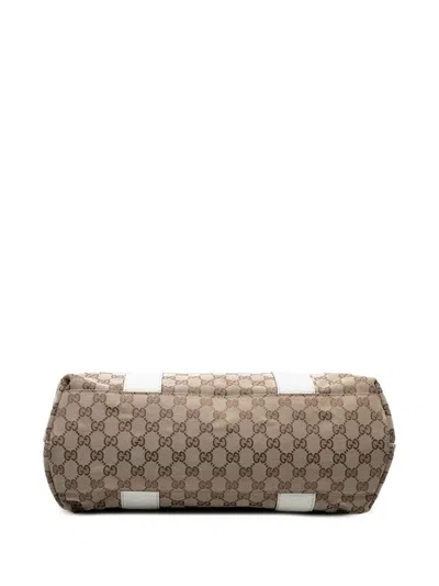 Pre-owned Gucci 2000-2015 Medium Gg Canvas Bamboo Libeccio Tote Bag In Brown