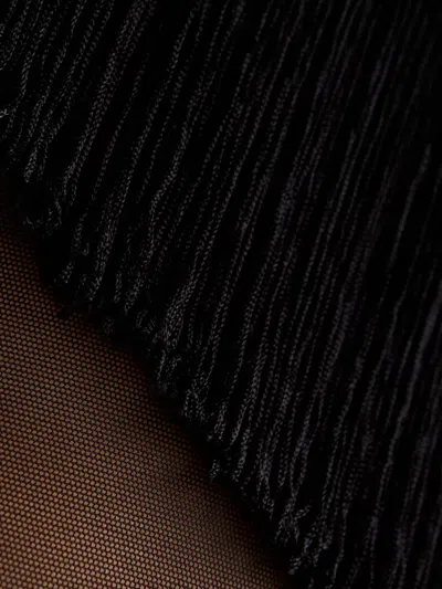 Norma Kamali Fringed Asymmetric Midi Dress In Black