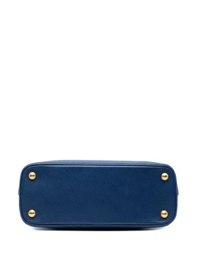 Pre-owned Prada 2013-2025 Medium Saffiano Cuir Dome Satchel In Blue